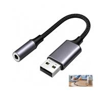 Adaptateur USB vers Jack 3,5 mm Carte Son Externe,Adaptateur Audio USB Puce DAC Stéréo pour Casque Micro TRRS Haut-Parleur, Convertisseur Audio USB Plug & Play Compatible PC Windows PS5 PS4