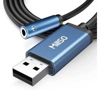 Adaptateur USB vers jack 3,5 mm-Prise auxiliaire TRRS pour audio et microphone-Carte son externe pour PS4,ordinateur portable,ordinateur,casque-100 cm