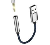 Adaptateur USB vers jack 3,5 mm USB-A mâle AUX femelle audio externe auxiliaire casque audio dongle câble stéréo convertisseur voiture microphone musique PC ordinateur portable ordinateur connecteur