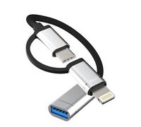 Adaptateur USB vers Lightning OTG Câble USB-A femelle Type C mâle 3.0 Convertisseur Thunderbolt Port Cordon Compatible avec iPhone 13 12pro Max Mini 11 X Xr XS 8 7 Plus iPad MacBook Air4 2020 Samsung LG Camera Mouse