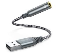 Adaptateur USB vers Prise Audio 3,5 mm, convertisseur de Carte Son Externe Compatible avec Casque, PC, Ordinateur Portable, Mac, Ordinateurs de Bureau, Linux, PS4 et Autres appareils (Gris)