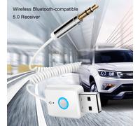 Adaptateur USB vers prise jack 3,5 mm compatible Bluetooth SUSUchens, connexion Bluetooth 5.0 stable, câble à ressort, anti-interférences,