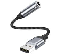 Adaptateur USB vers prise jack 3,5 mm pour Casque, PC, Linux, PS5, PS4 | Carte Son Externe USB A vers auxiliaire stéréo AUX pour Écouteurs PC Ordinateur Portable, Mac OS X Google Chromebook