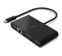 Adaptateur USBC Multimedia GBE HDMI VGA USBA Belkin noir