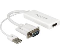 Adaptateur VGA, USB, HDMI Delock 62460 [1x VGA mâle, USB 2.0 type A mâle - 1x HDMI femelle] 25.00 cm blanc