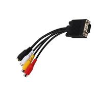 Adaptateur VGA vers AV Câble Vidéo, D-Sub Haute densité 15 Broches mâle vers S-Video Mini DIN 4 Broches Femelle et Jack RCA, VGA vers TV S-Vidéo 3 RCA PC Câble Adaptateur Vidéo Audio Connecteur