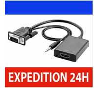 Adaptateur VGA vers HDMI - ISONIX - Sortie 1080P HD - Audio inclus - Noir