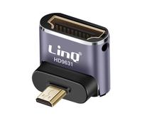 Adaptateur Vidéo 8K UHD HDMI Femelle vers Micro HDMI Mâle Coudé 90° Compact LinQ Gris