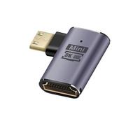 Adaptateur Vidéo 8K UHD HDMI Femelle vers Mini HDMI Mâle Coudé à Droite Gris