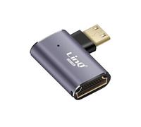 Adaptateur Vidéo 8K UHD HDMI Femelle vers Mini HDMI Mâle Coudé à Gauche Gris