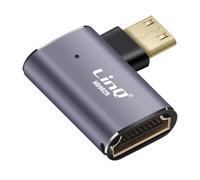 Adaptateur Vidéo 8K UHD HDMI Femelle vers Mini HDMI Mâle Coudé à Gauche Gris