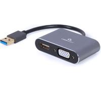 Adaptateur vidéo Cablexpert | HD D-Sub 15 broches (HD-15) | HDMI type A 19 broches | femelle | USB type A 9 broches | mâle | gris étoilé | 0,15 m