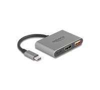 Adaptateur Vidéo DeLOCK 61071 USB Type-C vers USB Type-C + USB Type-A + HDMI, 0.1m, Gris, Résolution max. 3840x2160 30Hz, HDCP 1.4/2.2, DisplayPort 1.4