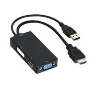 DLH Energy Adaptateur HDMI mâle vers DVI/VGA/DisplayPort femelle 15 cm 4K/30Hz, 1080p/60Hz