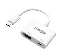 Adaptateur Vidéo HDMI vers USB-C Ultra-HD 4K avec Charge rapide USB-C 100W MAXEXCELL Blanc