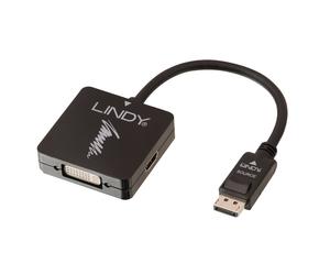 Adaptateur vidéo - LINDY - DisplayPort 1.2 vers HDMI/DVI/VGA - 4K UHD 30Hz - Audio supporté