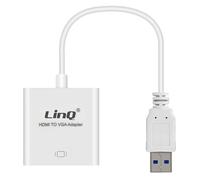 Adaptateur Vidéo USB 3.0 Mâle vers VGA Femelle 1080P LinQ Blanc