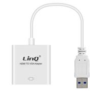 Adaptateur Vidéo USB 3.0 Mâle vers VGA Femelle 1080P LinQ Blanc