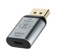 Adaptateur Vidéo Usb-C Femelle Vers Displayport Mâle Design Compact Gris