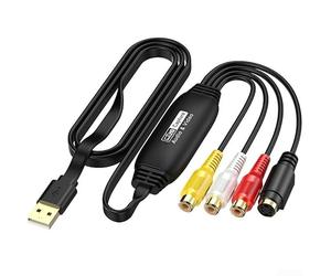 Adaptateur vidéo USB compatible avec Pal NTSC SECAM pour Pal NTSC (tête | Convertit pour les bandes VHS, numérisation des mémoires, interface USB 2.0, pour entrée composite RCA