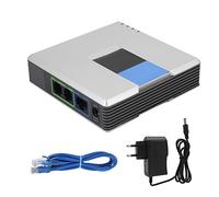 Adaptateur VoIP, Passerelle avec 2 Ports Voix sur IP Prise en Charge du Protocole SIP V2 Câble Inclus pour Routeurs Réseau Haut Débit Postes Téléphoniques Ordinaires (Prise UE)