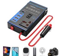 Adaptateur Voiture Pour Prise Murale - Chargeur Convertisseur D'onduleur De Voiture 1500W | Adaptateur Prise De Sortie Avec 4 Ports USB + PD, Charge Rapide, Pour Ordinateur Portable, Véhicules