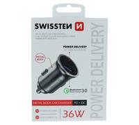 Adaptateur voiture SWISSTEN 36W, 2 ports, USB-C, USB-A