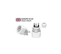 Zenitech - Adaptateur Prise Voyage France/UE vers Angleterre/UK - 2 Broches Europe vers 3 Broches UK - Puissance Max 3500W - Idéal pour Appareils Multiples - Blanc