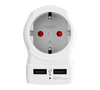 Adaptateur voyage SKROSS Compact EU vers UK avec 2 ports USB 5V 2,4A Blanc