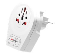 Adaptateur voyage USB A + USB C PD Monde vers Europe 2/3 poles Blanc Skross