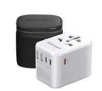 Adaptateur Voyage USB C PD 30W Charge Rapide, Adaptateur de Prise dans Le Monde Entier Double Fusibles 10A Protection Contre Les Surtensions Adaptateur Voyage Universel Tout-en-Un - EU UK US AU Plugs