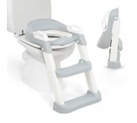 Adaptateur WC pour enfant KikkaBoo avec échelle LEA, réducteur de toilette, pliable et réglable, design anatomique, rembourrage amovible et doux, poignées, antidérapant, 18 mois et plus, gris