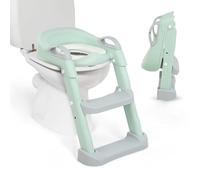 Adaptateur WC pour enfant KikkaBoo avec échelle LEA, réducteur de toilette, pliable et réglable, design anatomique, rembourrage amovible et doux, poignées, antidérapant, 18 mois et plus, menthe