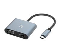 Adaptateur XtremeMac USB-C vers HDMI & VGA, double affichage, 4K Ultra HD (HDMI) et Full HD (VGA), MacBook Pro/Air M1, iPad Pro/Air/Mini 6, Dell Xps 13/15, structure aluminium qualitative - Space Grey