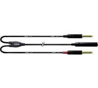 Adaptateur Y audio [1x Jack femelle 6.35 mm - 2x Jack mâle 6.35 mm] Cordial CFY 0,3 KPP noir 30.00 cm