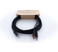 Adaptateur Y Cordial 14856 Jack / Cinch-RCA audio [1x Jack mâle 3.5 mm - 2x Cinch-RCA mâle] 3 m noir gaine en PVC, câble jumelé