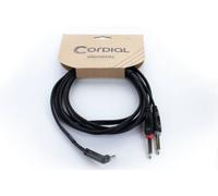 Adaptateur Y Cordial 14867 audio [1x Jack mâle 3.5 mm - 2x Jack mâle 6,3 mm (mono)] 1.50 m noir gaine en PVC, câble jumelé