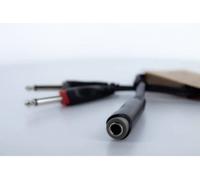 Adaptateur Y Cordial 14885 Jack audio [1x Jack femelle 6,3 mm (stéréo) - 2x Jack mâle 6,3 mm (mono)] 0.30 m noir gaine en PVC, câble jumelé