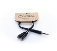 Adaptateur Y Cordial 14886 Jack audio [1x Jack mâle 6,3 mm (stéréo) - 2x Jack femelle 3.5 mm] 0.30 m noir gaine en PVC, câble
