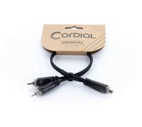 Adaptateur Y Cordial 14888 Jack / Cinch-RCA audio [1x Cinch-RCA femelle - 2x Cinch-RCA mâle] 0.30 m noir gaine en PVC, câble