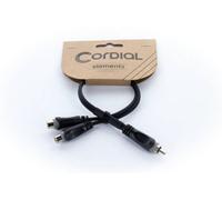 Adaptateur Y Cordial 14891 Jack / Cinch-RCA audio [1x Cinch-RCA mâle - 2x Cinch-RCA femelle] 0.30 m noir gaine en PVC, câble jumelé