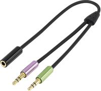 Adaptateur Y SpeaKa Professional SP-7870576 [2x Jack mâle 3.5 mm - 1x Jack femelle 3.5 mm] 21.00 cm noir contacts dorés, gaine
