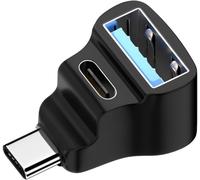 Adaptateur10 GB/s USB 3.0 Type C mâle vers Double Type A OTG et Femelle Type C, Angle Droit, Compatible avec Ordinateur Portable