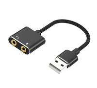 Adaptateurs Audio USB vers 3,5 mm, convertisseur Audio USB vers Carte Son Externe auxiliaire avec Double Microphone Casque TRS 3,5 mm pour Ordinateurs Portables, Ordinateurs de