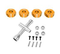 Adaptateurs de moyeu hexagonal de roue de voiture RC, coupleur de moyeu d'entraînement hexagonal de roue en alliage d'aluminium de 12 mm avec broches et vis pour voitures (Orange)