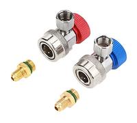 Adaptateurs de Raccords R134, Connecteurs de Coupleurs Rapides pour Système de Climatisation A/C, Port Mâle 1/4 Pouces, Kit de Jauges de Collecteur de Réfrigérant