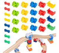 Adaptateurs de Rail en Bois, 28pcs Accessoires de Rail en Plastique, Wooden Train Track Adapters, Rallonge Train pour Circuit Bois