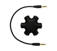 Adaptateurs de répartiteur de musique à 5 ports, 3.5mm,-Noir