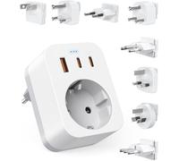 Adaptateurs de Voyage Kit Mondial Adaptateur de Prise International avec USB C (PD 20W) 8 Prises de Voyage Amovibles Travel
