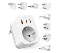 Adaptateurs de Voyage Kit Mondial, Adaptateur de Prise International avec USB C (PD 20W), 8 Prises de Voyage Amovibles Travel Adapter pour l'Afrique du Sud/JAP/AUS/USA/IT/Swiss/EU/UK